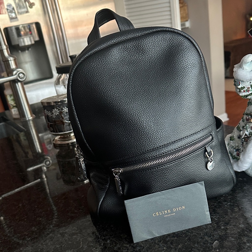 Celine Dion Textured Black Backpack